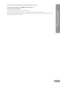 Research training experiences of visiting students in physics Choi, Serene Hyun-Jin, Nieminen, Timo A., Bartylla, C., Bertrand, D., Gong, Y. X., Huber, E., Krüger, K., and Therkildsen, K. Wednesday 28 November Concurren