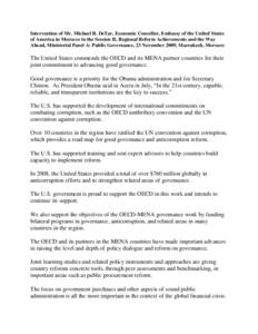 Intervention of Mr. Michael R. DeTar, Economic Concellor, Embassy of the United States of America in Morocco in the Session II, Regional Reform Achievements and the Way Ahead, Ministerial Panel A: Public Governance, 23 N