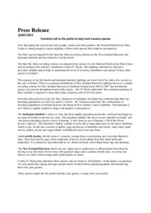 Press release_public asked to help track invasive species_Mar2012