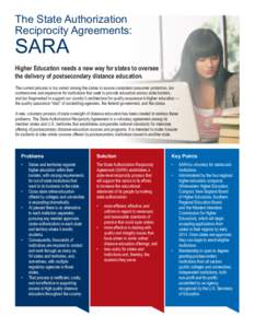 The State Authorization Reciprocity Agreements: SARA  Higher Education needs a new way for states to oversee