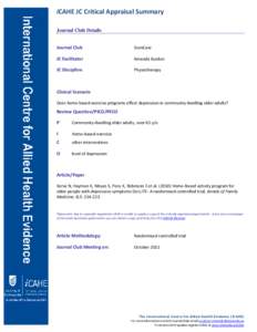 iCAHE JC Critical Appraisal Summary Journal Club Details Journal Club DomCare