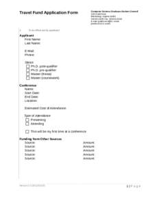 Computer Science Graduate Student Council  Travel Fund Application Form 1