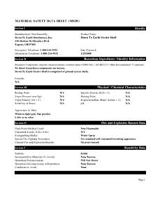 MATERIAL SAFETY DATA SHEET (MSDS) Identity Section I Manufactured / Distributed By: Down To Earth Distributors, Inc.