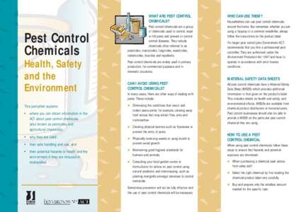 Pest Control Chemicals - Health, Safety and the Environment