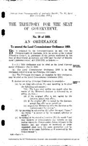 .  Extract from Commonwealth of Australia Gazette, No. 65, dated 23rd November, 1933.J  THE TERRITORY FOR THE SEAT