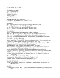 Garth TISSOL (11–12–2014) Department of Classics 221F Candler Library Emory University Atlanta, GA7595