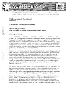 AUSTRALIAN MISSION TO THE UNITED NATIONS 150 East 42nd Street, New York NY[removed]Ph[removed]E-mail [removed] Fax[removed]www.AustraliaUN.org