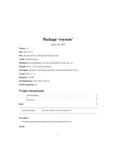 Package ‘royston’ August 29, 2013 Version 1.0