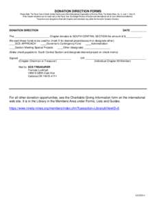 DONATION DIRECTION FORMS Please Note: The Fiscal Year of South Central Section and of the International Organization of Women Pilots, The Ninety-Nines, Inc. is: June 1 - May 31. If the Chapter donations can be made early