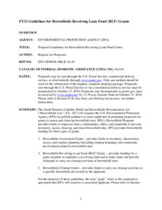 Environment / Hazardous waste / United States Environmental Protection Agency / Brownfield land / Soil contamination / Small Business Liability Relief and Brownfields Revitalization Act / Politics / Superfund / Federal grants in the United States / Grants / Town and country planning in the United Kingdom / Government