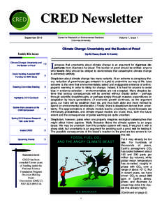 CRED Newsletter Center for Research on Environmental Decisions Columbia University September 2010