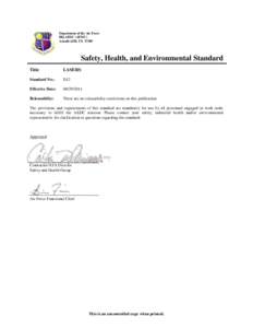 Department of the Air Force HQ AEDC (AFMC) Arnold AFB, TN[removed]Safety, Health, and Environmental Standard Title: