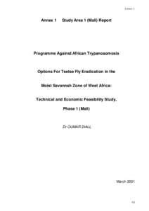 Annex 1  Annex 1 Study Area 1 (Mali) Report