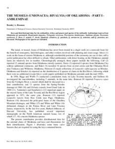 The Mussels (Unionaceae: Bivalvia) of Oklahoma - Part I: Ambleminae