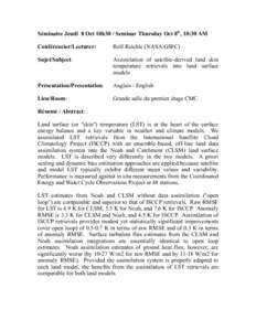 Clouds / International Satellite Cloud Climatology Project / Weather prediction / Data assimilation / CLSM / Root-mean-square deviation / Cultural assimilation / Atmospheric sciences / Statistics / Meteorology