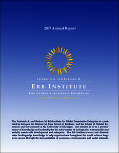 Sustainability / Ross School of Business / Environment / University of Michigan School of Natural Resources and Environment / Master of Business Administration / Sustainable business / Sustainable development / Business school / Erb Institute / University of Michigan / Education