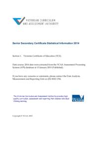 Victorian Senior Secondary Certificate Participation and Completions
