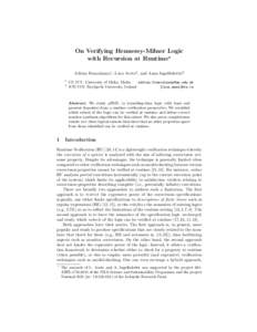 On Verifying Hennessy-Milner Logic with Recursion at Runtime? Adrian Francalanza1 , Luca Aceto2 , and Anna Ingolfsdottir2 1 2