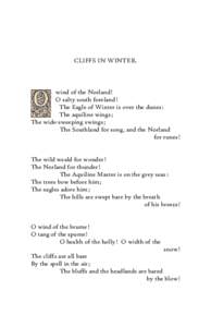 CLIFFS IN WINTER.  wind of the Norland ! O salty south foreland ! The Eagle of Winter is over the dunes : The aquiline wings ;