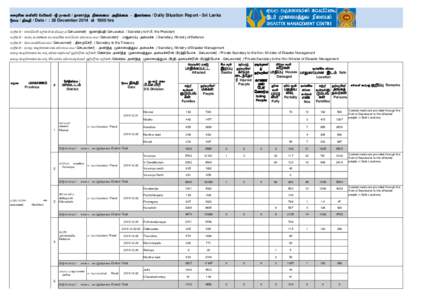 දදනික තත්ත්ල ලාර්තාල -ශ්‍රී ඼ංකාල / ehshe;j epiyik mwpf;if - ,yq;if / Daily Situation Report - Sri Lanka දිනය / jpfjp / Date / : 28 December 2014 at 1800 hr