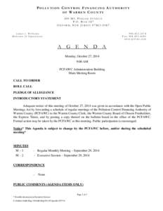 POLLUTION CONTROL FINANCING AUTHORITY OF WARREN COUNTY 500 MT. PISGAH AVENUE P.O. BOX 587 OXFORD, NEW JERSEY[removed]James J. Williams