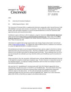 Benefits & Compensation Human Resources Department Administration and Finance University of Cincinnati PO BoxCincinnati, OH