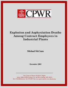 The Center To Protect Workers' Rights:Research:Research Reports:Explosion and Asphyxiation Deaths among Contract Employees in Industrial Plants