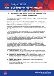 Wiradjuri / Foster care / Child protection / Politics of Australia / Australia / Government / Ageing /  Disability and Home Care NSW / Maternal and Child Health Bureau / Family / Social programs / Linda Burney