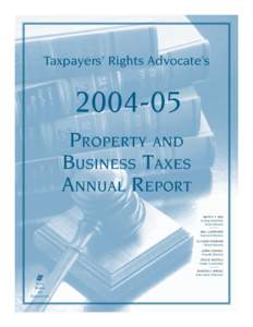 Taxpayers’ Rights Advocate’s[removed]PROPERTY AND BUSINESS TAXES ANNUAL REPORT