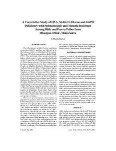 A Correlative Study of HLA, Sickle Cell Gene and G6PD Deficiency with Splenomegaly and Malaria Incidence Among Bhils and Pawra Tribes from