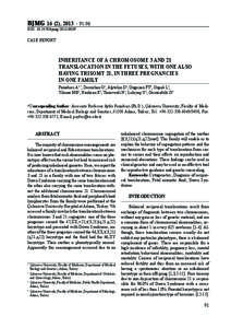 Running Title: A Translocation Between Chromosomes 3 and 21