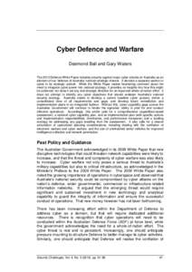 Security / Military science / Computer crimes / Electronic warfare / Military technology / Australian Defence Force / Cyber spying / Cyberwarfare in the United States / United States Cyber Command / Cyberwarfare / Hacking / National security