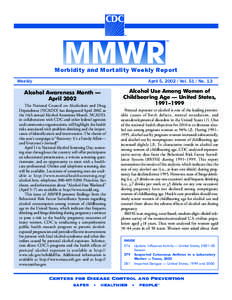 Morbidity and Mortality Weekly Report Weekly April 5, [removed]Vol[removed]No. 13  Alcohol Awareness Month —