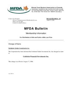 Change of name Bulletin 0214-M - Goldstein Snider Investment Inc.