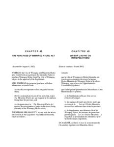 200Purchase of Winnipeg Hydro Act0 - Bill 49 - Chapter 45