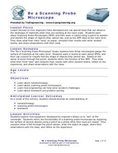 Be a Scanning Probe Microscope Provided by TryEngineering - www.tryengineering.org Lesson Focus