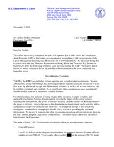 U.S. Department of Labor  Office of Labor-Management Standards Kansas City Resident Investigator Office Two Pershing Square Bldg[removed]Main Street, Suite 1000