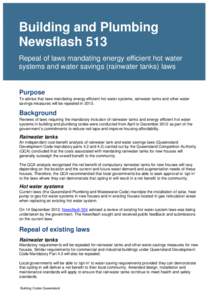 Building and Plumbing Newsflash 513  Page 1 of 2 Building and Plumbing Newsflash 513