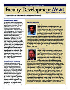 UNIVERSITY OF ROCHESTER  Faculty Development News Spring 2014, Volume 8, Issue 2