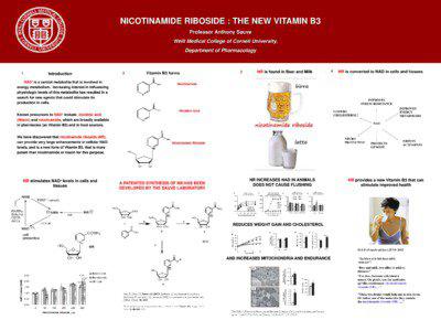 NICOTINAMIDE RIBOSIDE : THE NEW VITAMIN B3 Professor Anthony Sauve Weill Medical College of Cornell University,