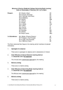 Minutes of Norton Radstock College Governing Body meeting