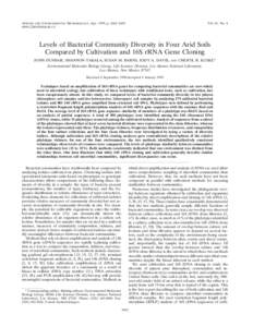 APPLIED AND ENVIRONMENTAL MICROBIOLOGY, Apr. 1999, p. 1662–[removed]/$[removed]Vol. 65, No. 4  Levels of Bacterial Community Diversity in Four Arid Soils