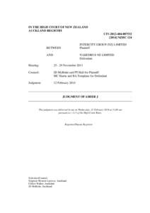 IN THE HIGH COURT OF NEW ZEALAND AUCKLAND REGISTRY CIV[removed]