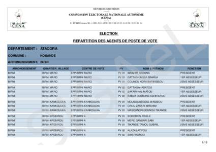 RÉPUBLIQUE DU BÉNINCOMMISSION ÉLECTORALE NATIONALE AUTONOME (CENA) -------