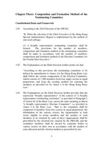 Chapter Three: Composition and Formation Method of the Nominating Committee Constitutional Basis and Framework[removed]According to the 2014 Decision of the NPCSC: