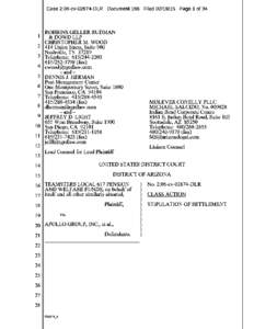 International Brotherhood of Teamsters Local 617 Pension and Welfare Funds, et al. v. Apollo Group, Inc., et al. 06-CV[removed]Stipulation of Settlement