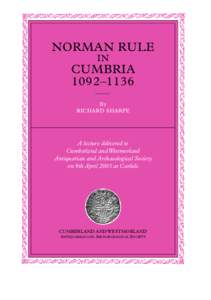 NORMAN RULE IN CUMBRIA 1092–1136 By