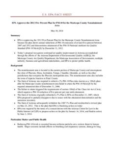 U.S. EPA Fact Sheet: 5 percent plan for PM-10 in Maricopa County, AZ[removed]