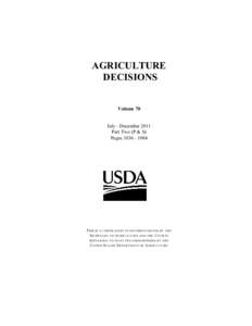 AGRICULTURE DECISIONS Volume 70 July - December 2011 Part Two (P & S)