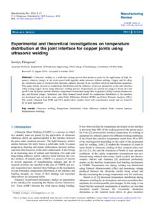 Manufacturing Rev. 2014, 1, 18 Ó S. Elangovan, Published by EDP Sciences, 2014 DOI: [removed]mfreview[removed]Available online at: http://mfr.edp-open.org